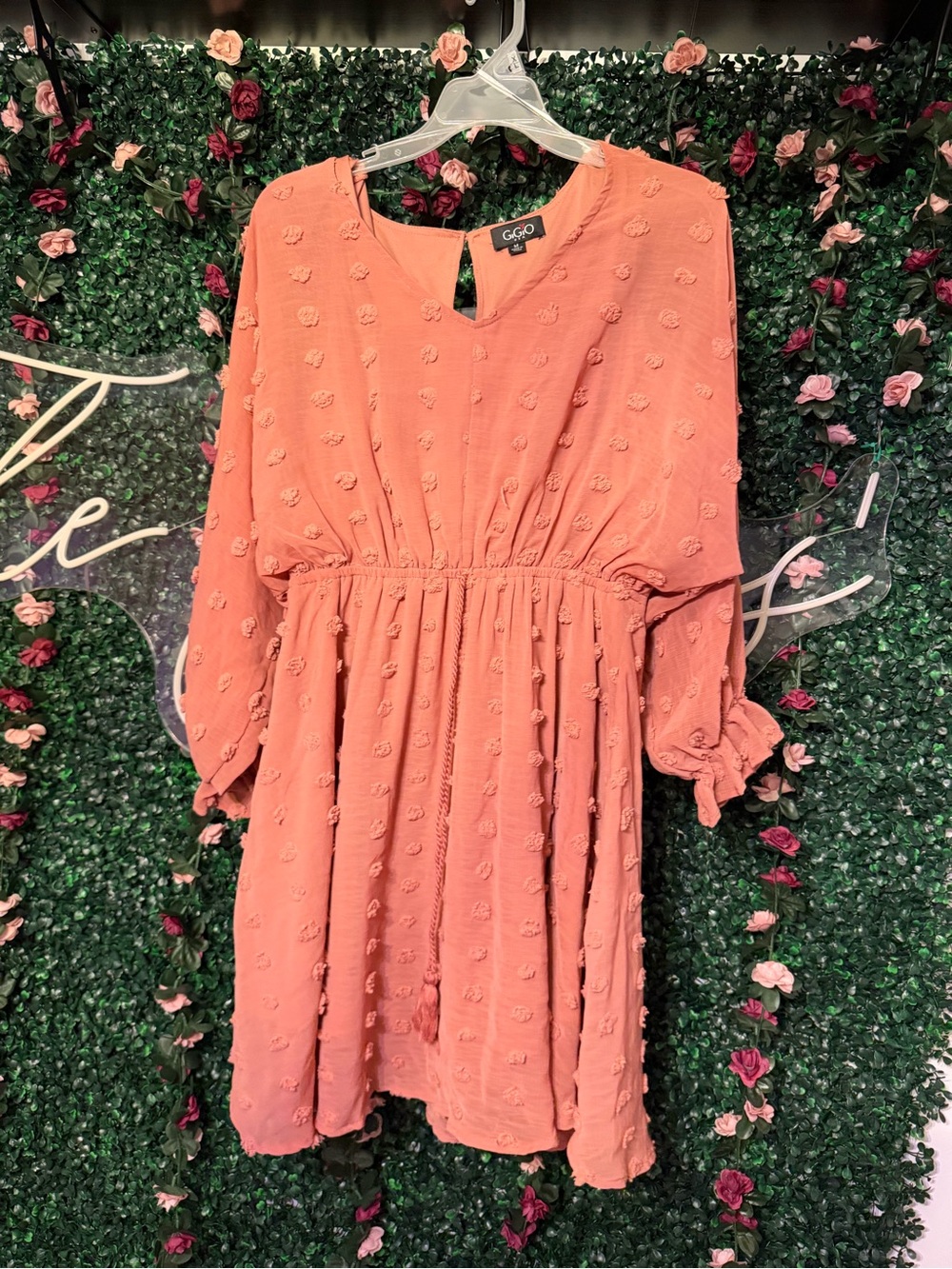 Gigio Pink Textured Babydoll Dress